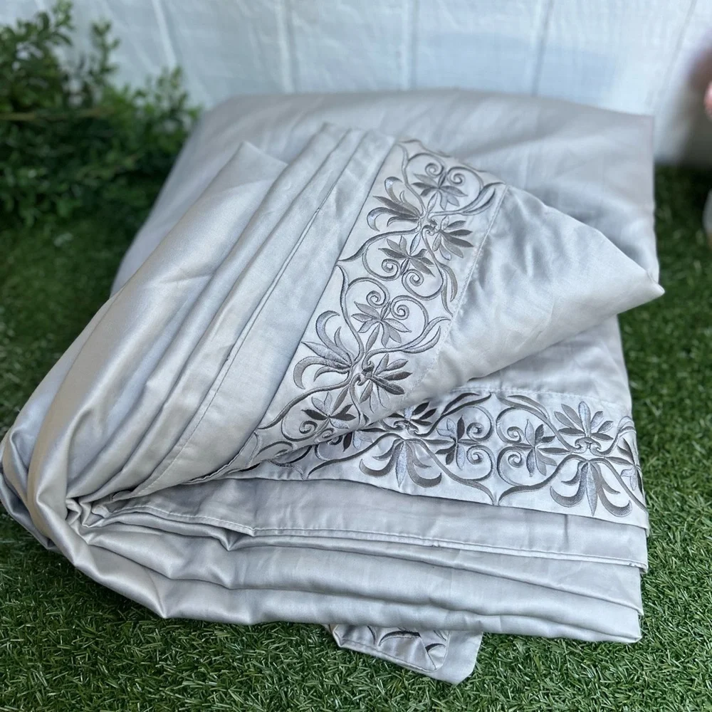 PURE PARIMA Certified Egyptian Cotton Ariane Duvet Cover grey size KING $295 NEW